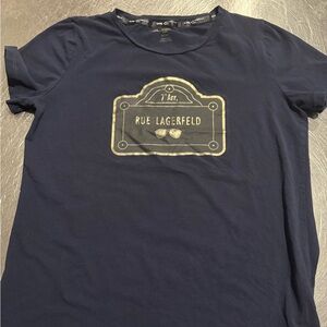 Karl Lagerfeld Paris Navy Graphic Tee with Gold design